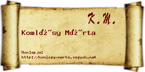 Komlósy Márta névjegykártya