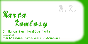 marta komlosy business card
